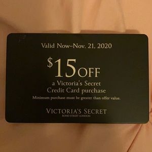VS $15 off coupon with credit card, ends 11/21/20